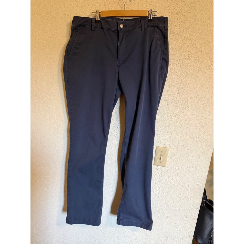 40 Grit Duluth Trading Co Mens 38x34 Slim Fit Chino Pants Navy Blue Stretch Work